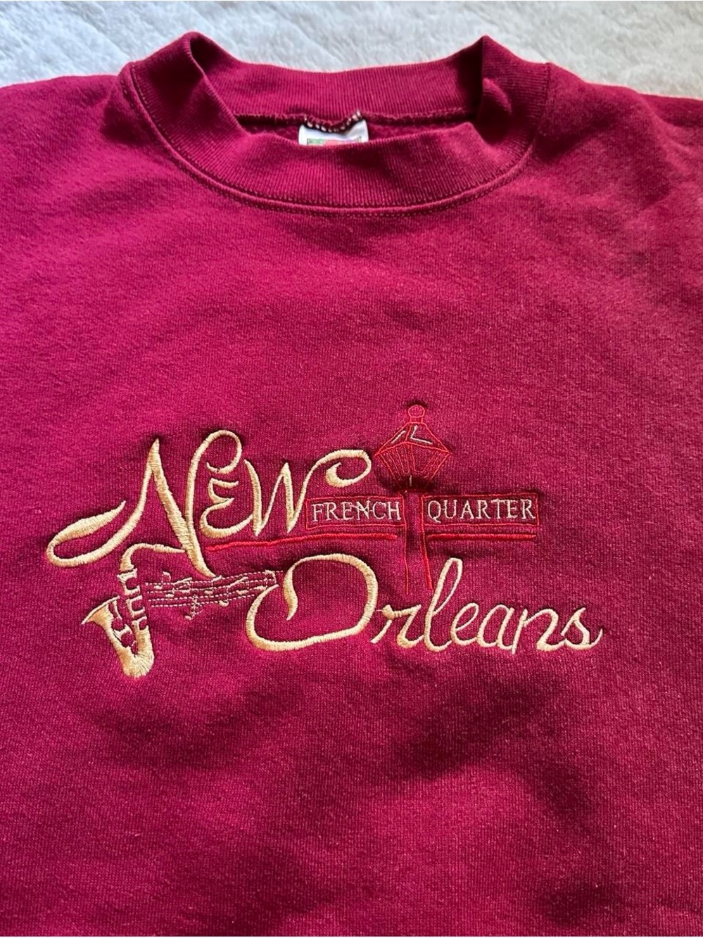Vintage 1990s New Orleans French Quarter Pullover Sweatshirt - Red Burgundy 3X